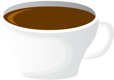 Bir fincan sıcak içecek (çay, kahve, kakao). Poster, kart, çıkartma, kafe ya da kafe logosu, menü için tasarım. Rahatlama kavramı, kahve molası. Şeffaf, png. düz biçim, çizgi