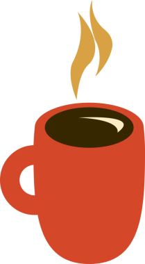 Bir fincan sıcak içecek (çay, kahve, kakao). Poster, kart, çıkartma, kafe ya da kafe logosu, menü için tasarım. Rahatlama kavramı, kahve molası. Şeffaf, png. düz biçim, çizgi