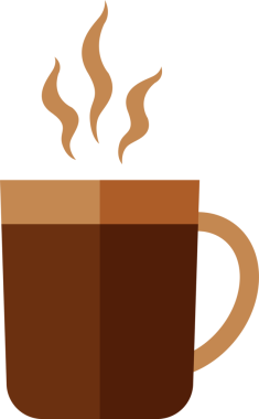 Kupa çayı, kahve ve sıcak içecekler. Çay zamanı. Kahve evi, yemek dağıtım siteleri ve restoranlar için tasarım elemanı. Minimalist düz stil çizim, png