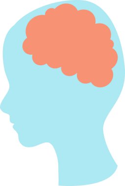 Yaratıcı düşünme süreci, konsept. Beyin fırtınasının, analizin, hayal gücünün sembolü. Şeffaf en az illüstrasyon, png. İnsan kafası ve beyni