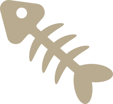 Temiz ve düzgün hatları olan basit bir balık iskeleti. PNG