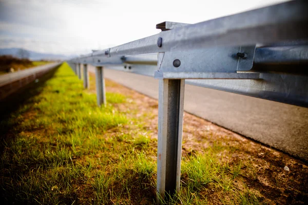 Asphalt highways road in rural scene use land transport and traveling concept.Vehicular traffic.Fence.Highway bumper — Stock Photo, Image