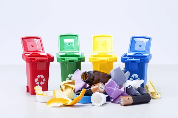 Dump Garbage Containers Different Colors Separate Waste Collection — Stock Photo, Image