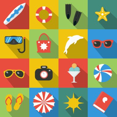 Yaz saati, simgeler, renkli.