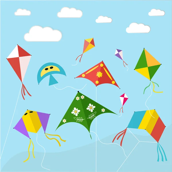 Kite. Hemel. Zomer. — Stockvector