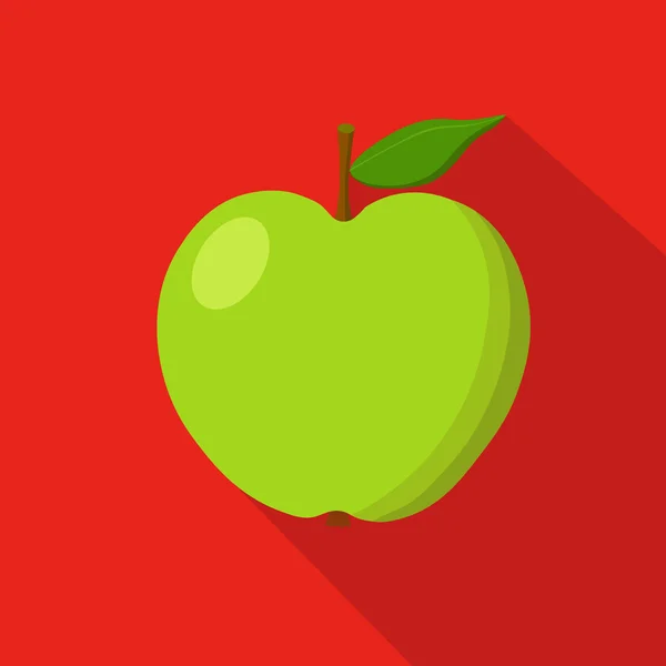 Icono plano manzana verde — Vector de stock