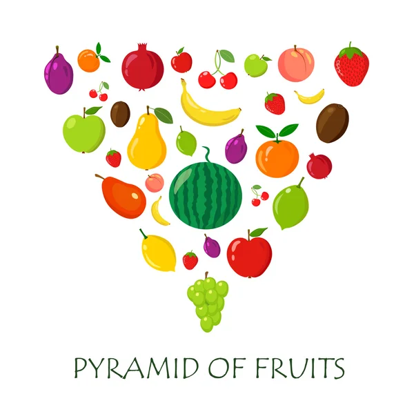Pirámide de frutas sobre fondo blanco — Vector de stock