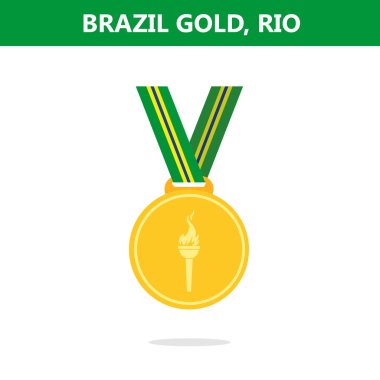 Altın madalya. Brezilya. Rio. Olimpiyat Oyunları 2016. Vektör çizim.