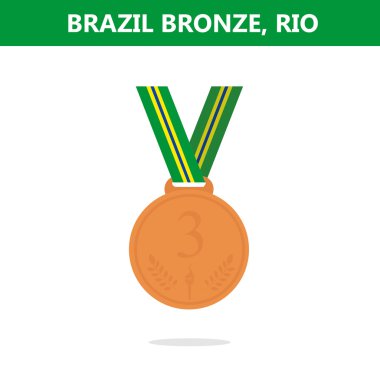 Bronz madalya. Brezilya. Rio. Olimpiyat Oyunları 2016. Vektör çizim.