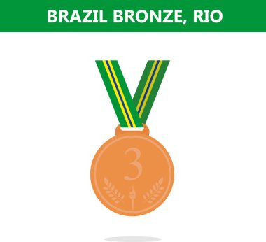 Bronz madalya. Brezilya. Rio. Olimpiyat Oyunları 2016. Vektör çizim.