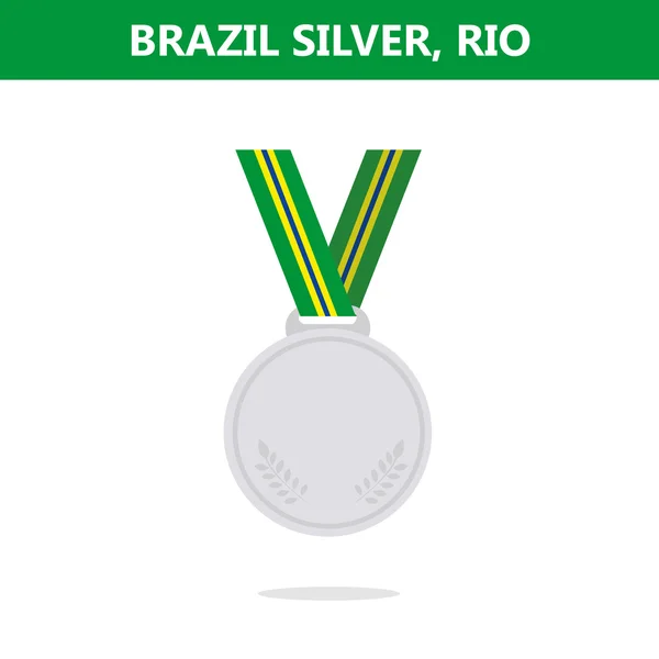 Médaille d'argent. Le Brésil. Rio ! Jeux Olympiques 2016. Illustration vectorielle . — Image vectorielle