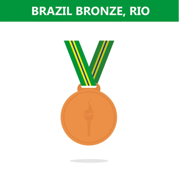 Bronze medal. Brazil. Rio. Olympic games 2016. Vector illustration. — Stock Vector