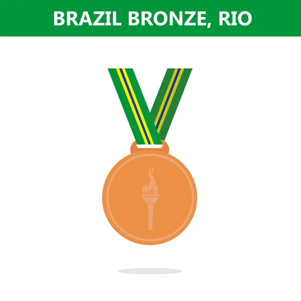 Medalia de bronz. Brazilia. Rio. Jocurile Olimpice 2016. Ilustrație vectorială . — Vector de stoc