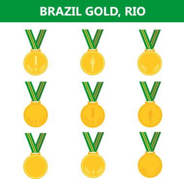 Altın madalya simgeler kümesi. Brezilya. Rio. Olimpiyat Oyunları.