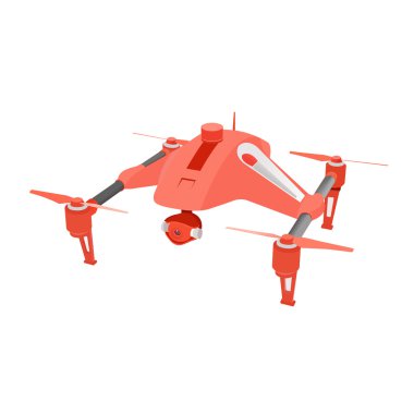 Gerçekçi uzaktan hava fotoğraf makinesi ile quad-helikopter robot. Vektör çizim.