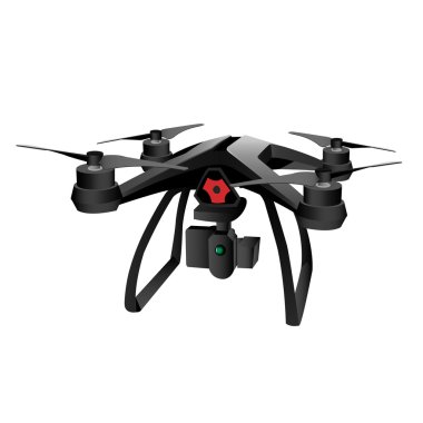 Gerçekçi uzaktan hava fotoğraf makinesi ile quad-helikopter robot. Vektör çizim.