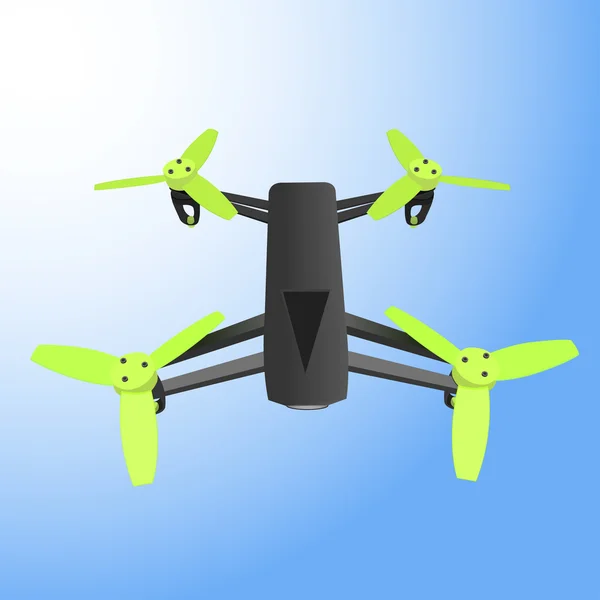 Drone jarak jauh yang realistis quad-copter dengan kamera. Ilustrasi vektor . - Stok Vektor