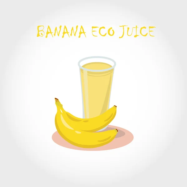 Un vaso de jugo de plátano fresco bio. Ilustración vectorial. Título del texto . — Vector de stock