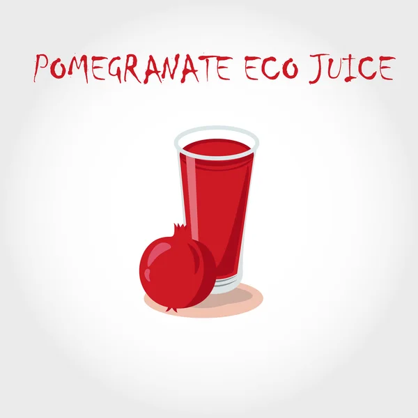 Glass of bio fresh pomegranate juice. Vector illustration. Text title. — Stock Vector