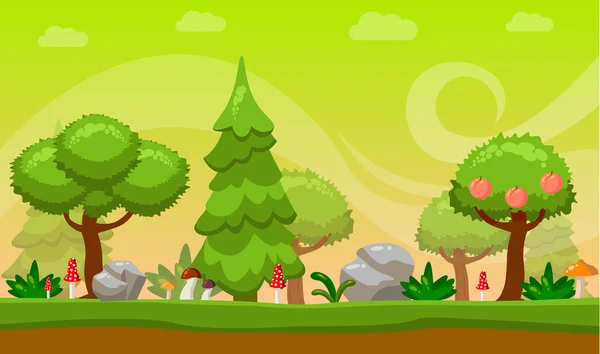 Cartoon Game background. Vector illustration. Nature. Landscape. Sunlight. — Stock Vector