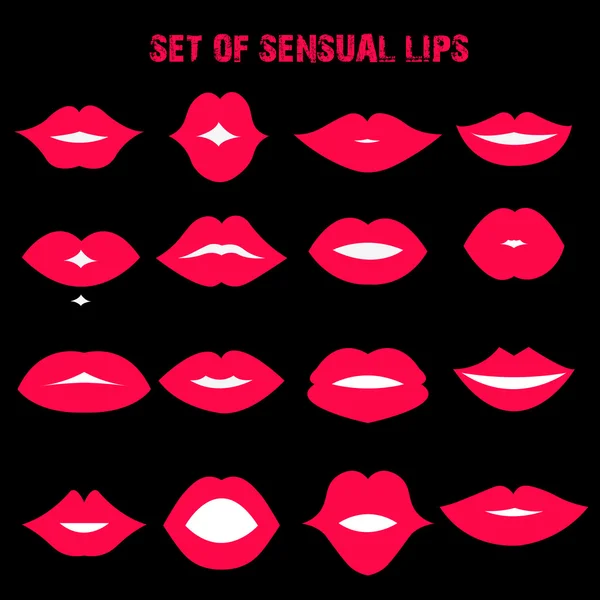 Set van sensuele lippen. Vlakke stijl. Vectorillustratie. — Stockvector