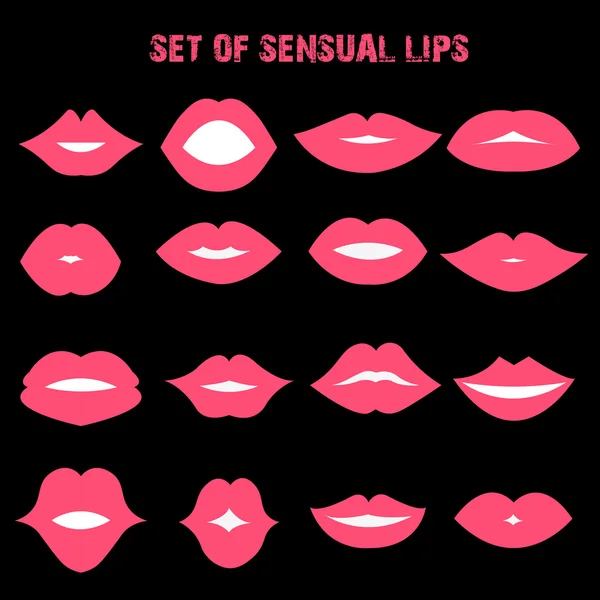 Set van sensuele lippen. Vlakke stijl. Vectorillustratie. — Stockvector