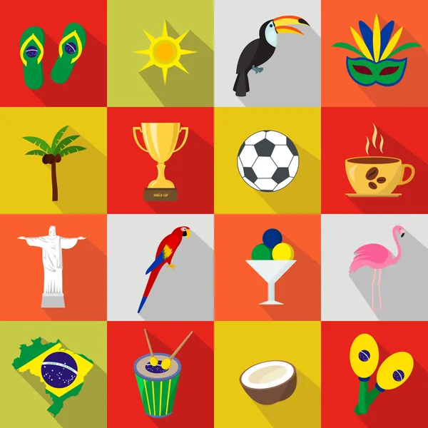 O Brasil. Conjunto de desenhos animados ícones planos . —  Vetores de Stock
