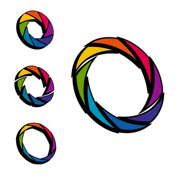 Κλείστρου, διάφραγμα χρώμα και άσπρο τροχό. 3D λογότυπο. Ισομετρική — Διανυσματικό Αρχείο