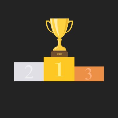 Kupası bir kaide üzerinde. Brezilya. Podyum. Vektör çizim.