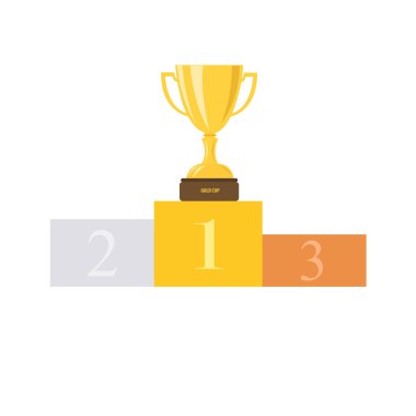 Kupası bir kaide üzerinde. Brezilya. Podyum. Vektör çizim.