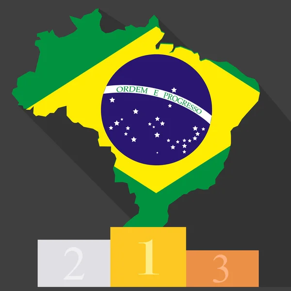 Podium. Des tasses. Des médailles. Le Brésil. Piédestal. L'été. Caricature . — Image vectorielle