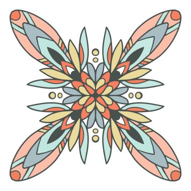 Mandala aztec simgesi, el çizimi ve özet biçimi