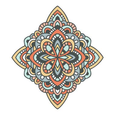 Amerikan mandala aztec simgesi, el çizimi ve özet tarzı