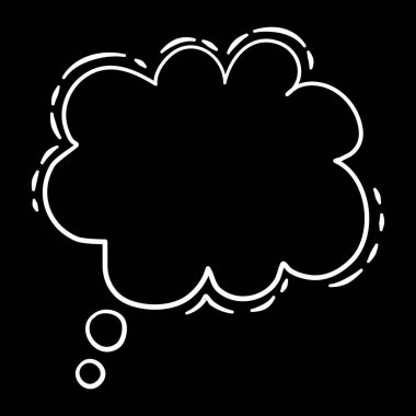 Çizgi film bulutu konuşma balonu pop sanat simgesi, el çizimi ve ana hatlar tarzı