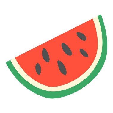 Karpuz taze dilim simgesi, çizgi film ve düz stil