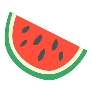 Karpuz parçası simgesi, çizgi film ve düz stil