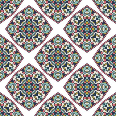 Etnik boho kusursuz desen. Kabile sanat baskısı. Renkli kenar arkaplan dokusu. Kumaş, kumaş tasarımı, duvar kağıdı, ambalaj.