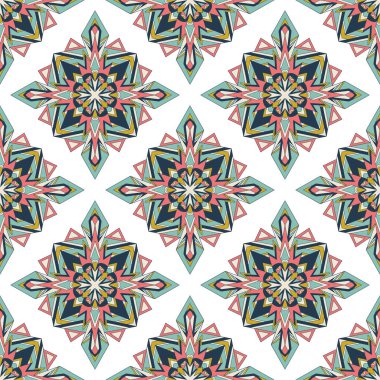 Yaratıcı Etnik Tarz Meydanı Kusursuz Düzen. Eşsiz geometrik vektör örneği. Ekran arkaplanı, site arkaplanı, ambalaj kağıdı, duvar kağıdı, tekstil ve yüzey tasarımı için mükemmel. Modaya uygun fayanslar.