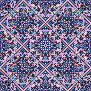 Yaratıcı Etnik Tarz Meydanı Kusursuz Düzen. Eşsiz geometrik vektör örneği. Ekran arkaplanı, site arkaplanı, ambalaj kağıdı, duvar kağıdı, tekstil ve yüzey tasarımı için mükemmel. Modaya uygun fayanslar.