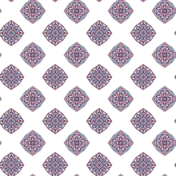 Creative Ethnic Style Square Seamless Pattern. Unique geometric vector swatch. Perfect for screen background, site backdrop, wrapping paper, wallpaper, textile and surface design. Trendy boho tile. — Stock Vector