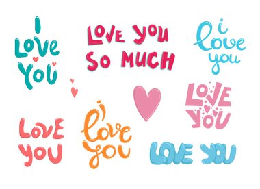 Kartpostal için yazılmış mektuplar, ilham verici alıntılar, tarih kartlarını sakla, tebrik mesajı süslemeleri, posterler ya da kartpostallar. El yazmalarına bayılıyorum. Sevginin vektör kümesi. Sevgililer günün kutlu olsun.