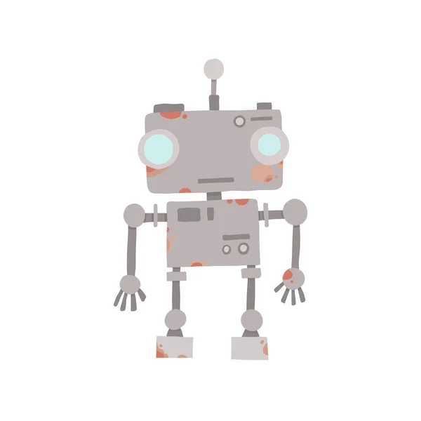 Retro Vintage Divertido Vector Robot Icono Estilo Plano Aislado Sobre — Archivo Imágenes Vectoriales