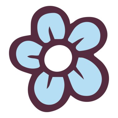 Sevimli mavi çiçek simgesi, el çizimi ve özet biçimi