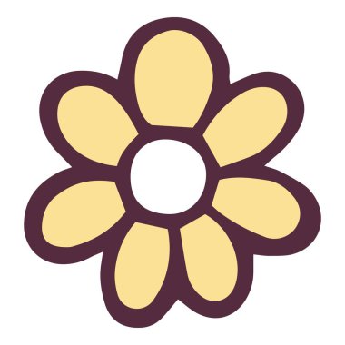 Saha sarısı çiçek simgesi, el çizimi ve özet biçimi