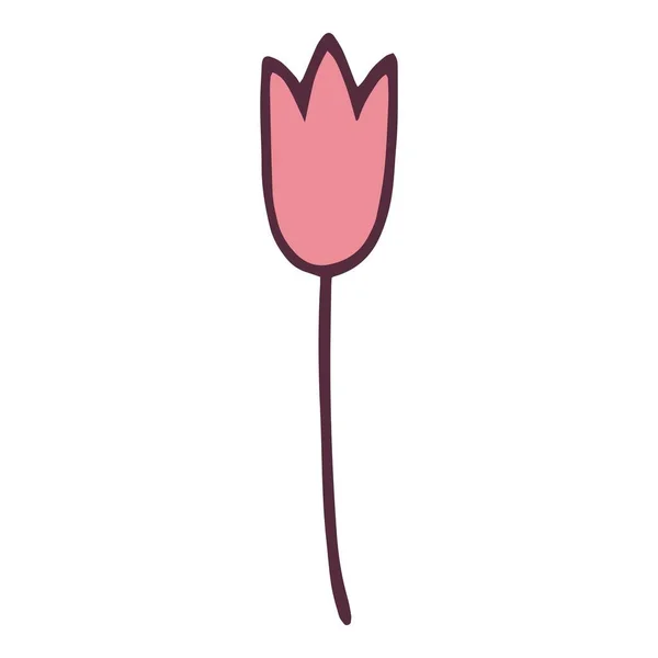 Icono de flor de tulipán de jardín, dibujado a mano y estilo de esquema — Vector de stock