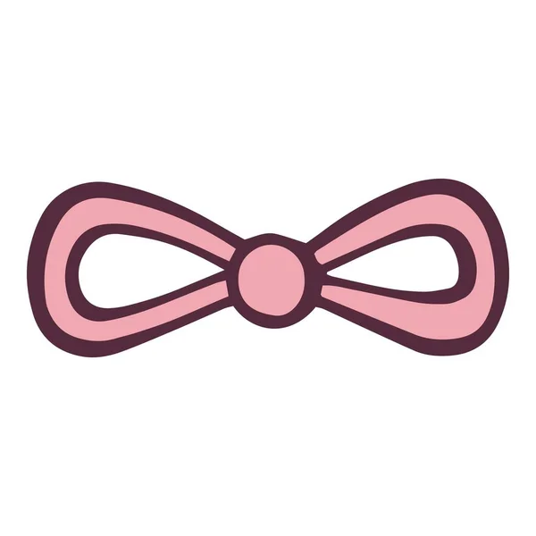 Holiday pink bow icon, hand drawn and outline style — Stock Vector