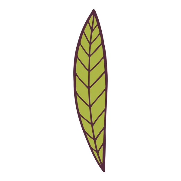 植物树叶子图标，手绘和轮廓风格 — 图库矢量图片