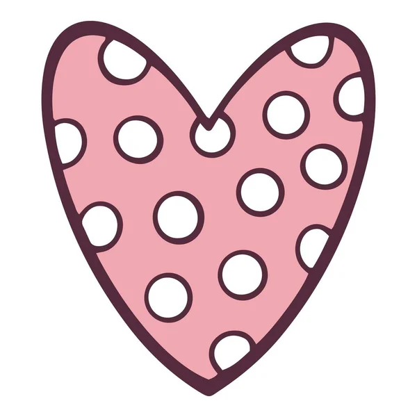 Dotted love heart icon, hand drawn and outline style — Image vectorielle