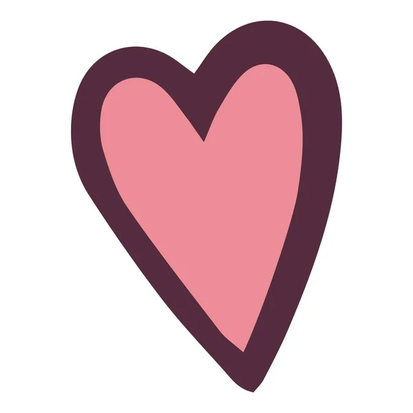 Cute heart icon, hand drawn and outline style — Stock vektor