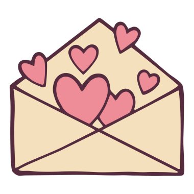 Envelope full love icon, hand drawn and outline style